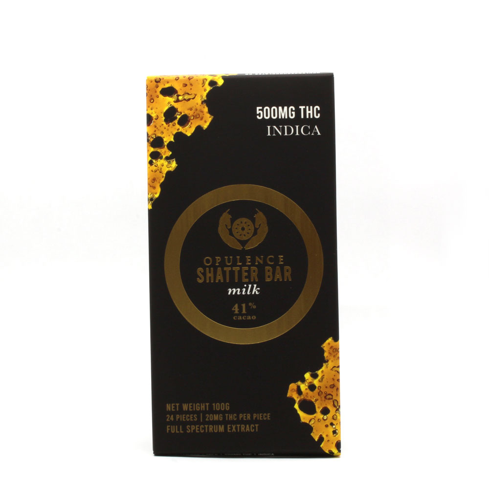 500 mg Milk Chocolate SHATTER Bars in Indica or Sativa by Opulence